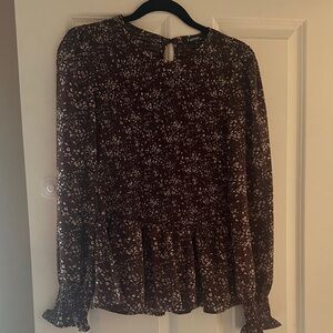 Faded Glory Floral Blouse - Brown